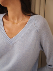 Mari cashmere v neck sweater - Soft Blue