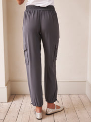 Becca silk cargo pant - Carbon