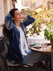 New May silk blend velvet jacket - Denim Blue