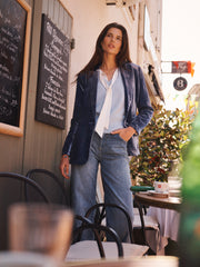 New May silk blend velvet jacket - Denim Blue