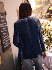 New May silk blend velvet jacket - Denim Blue