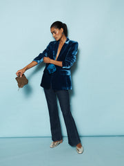 New May silk blend velvet jacket - Peacock