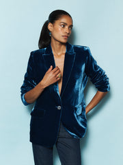 New May silk blend velvet jacket - Peacock