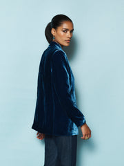 New May silk blend velvet jacket - Peacock