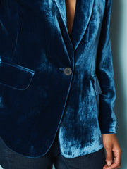 New May silk blend velvet jacket - Peacock