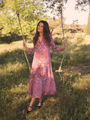 Melissa square paisley printed maxi dress