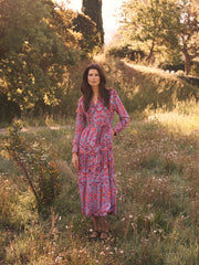 Melissa square paisley printed maxi dress