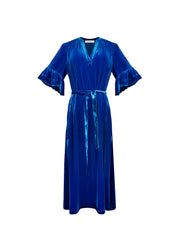 Tatiana silk blend velvet maxi dress - Peacock Blue