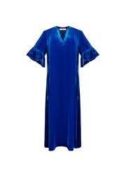 Tatiana silk blend velvet maxi dress - Peacock Blue