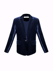 New May silk blend velvet jacket - Denim Blue