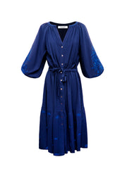 Nova cotton embroidered dress - Navy