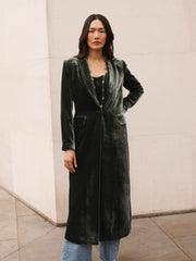 Odette silk blend velvet opera coat - Khaki