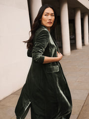 Odette silk blend velvet opera coat - Khaki