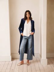 Odette silk blend velvet opera coat - Midnight