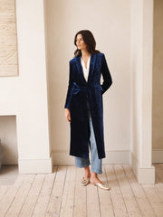 Odette silk blend velvet opera coat - Midnight