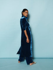 Odette silk blend velvet opera coat - Peacock