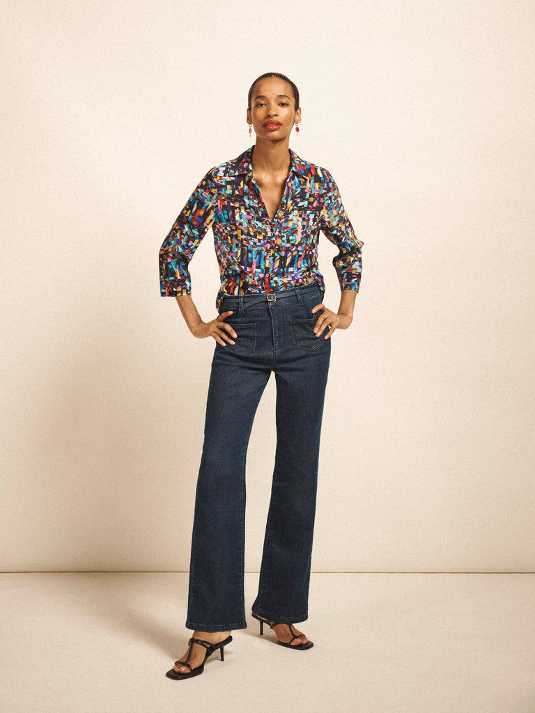 Opal Viscose Ribbon Print Top | NRBY Clothing