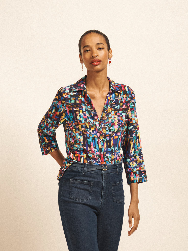 Opal Viscose Ribbon Print Top | NRBY Clothing