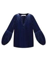 Ophelia silk blend velvet shirt - Denim Blue