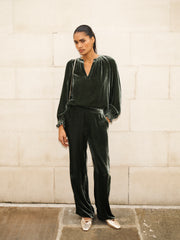 Nikki silk blend velvet shirt - Khaki