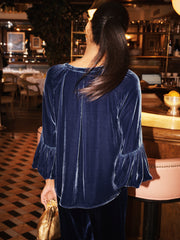 Ophelia silk blend velvet shirt - Denim Blue
