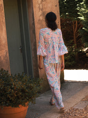 Thea silk ivory star paisley trouser