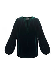 Ophelia silk blend velvet shirt - Forest