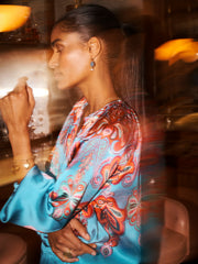 Parker silk satin paisley printed top