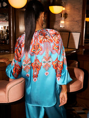 Parker silk satin paisley printed top