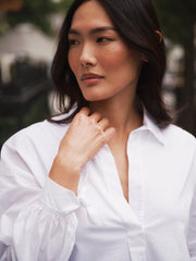 Romi cotton tie cuff shirt - White