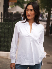 Romi cotton tie cuff shirt - White