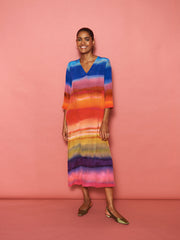 Rosemarie silk carnival stripe dress