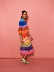 Rosemarie silk carnival stripe dress