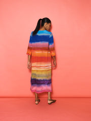 Rosemarie silk carnival stripe dress