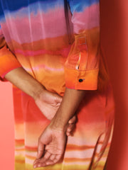 Rosemarie silk carnival stripe dress