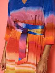 Rosemarie silk carnival stripe dress