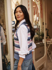 Mariah alpaca blend moss stitch tank - Multi Stripe