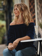 Vivian silk blend velvet top - Midnight