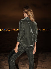 Chiara silk blend velvet shirt - Khaki
