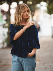 Vivian silk blend velvet top - Midnight