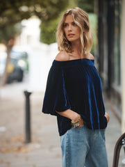 Vivian silk blend velvet top - Midnight