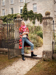 Jodie painted floral cotton velvet jacket
