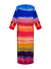 Rosemarie silk carnival stripe dress