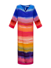 Rosemarie silk carnival stripe dress