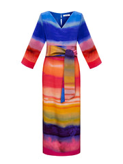 Rosemarie silk carnival stripe dress