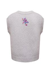 Rosie alpaca blend embroidered tank - Silver Grey