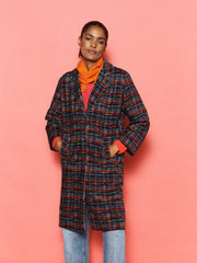 Delphine Cotton Velvet Stardust Tweed Print Coat