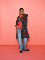 Delphine Cotton Velvet Stardust Tweed Print Coat
