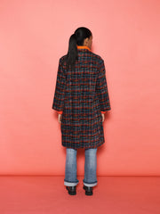Delphine Cotton Velvet Stardust Tweed Print Coat