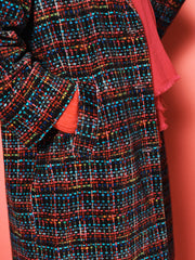 Delphine Cotton Velvet Stardust Tweed Print Coat